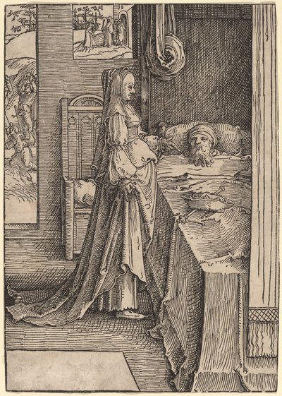 Jezabel promete a vinha de Nabote ao rei Acabe de Lucas van Leyden