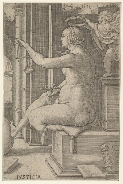 Justiça, da série The Virtues, 1530. de Lucas van Leyden