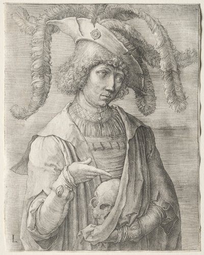 Retrato de um jovem com uma caveira, c. 1519 de Lucas van Leyden