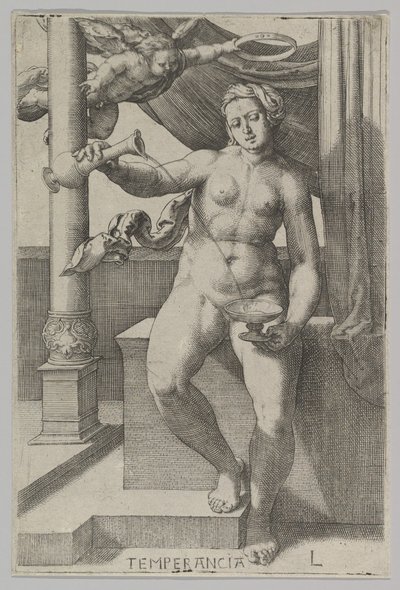 Temperança, da série The Virtues, 1530. de Lucas van Leyden
