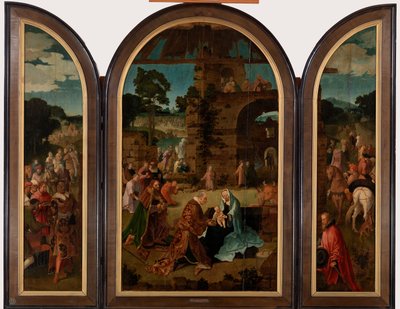 A Adoração do Tríptico dos Reis Magos, c.1510 de Lucas van Leyden