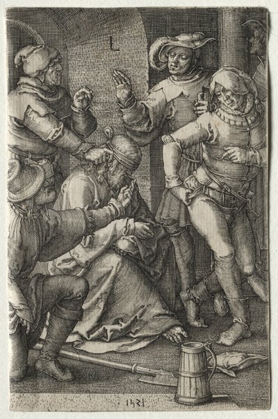 A paixão: a zombaria de Cristo, 1521. de Lucas van Leyden