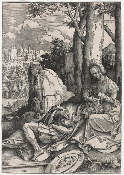 O poder das mulheres: Sansão e Dalila, c.1512 (xilogravura) de Lucas van Leyden