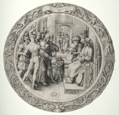 A Paixão Redonda: Cristo diante do Sumo Sacerdote de Lucas van Leyden