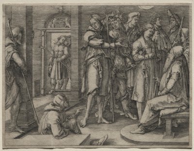 A história de José: José interpreta seu sonho para Jacó, 1512. de Lucas van Leyden