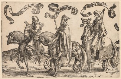 Os doze reis de Israel: Davi, Salomão, Roboão, 1515-1517. de Lucas van Leyden