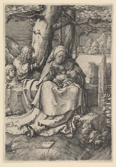 A Virgem e o Menino com Dois Anjos, 1523. de Lucas van Leyden