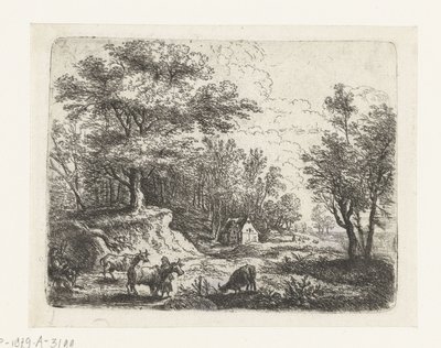 Paisagem com três vacas e uma mulher
Pequenas paisagens (título da série) de Lucas van Uden