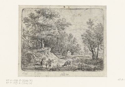 Paisagem com três vacas e uma mulher
Pequenas paisagens (título da série) de Lucas van Uden