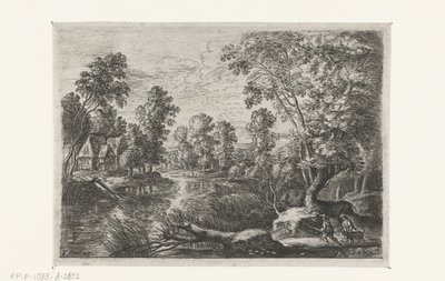 Paisagem com um riacho e um caçador
Seis paisagens (título da série) de Lucas van Uden