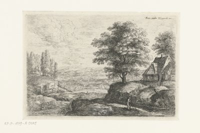 Paisagem com um homem com uma equipe Seis paisagens (título da série) de Lucas van Uden