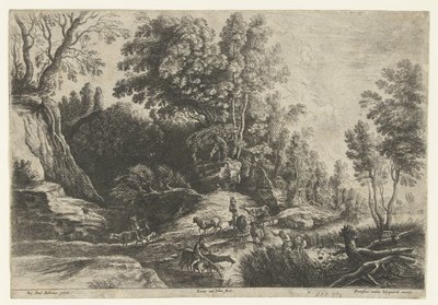 Cavalos e vacas em um bebedouro aposta de Lucas van Uden
