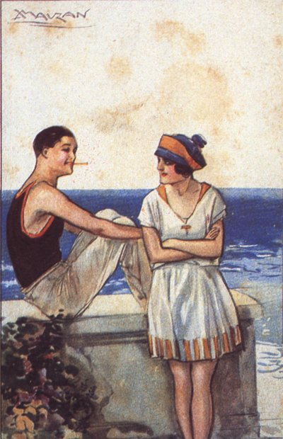 Romance de férias (cor litho) de Luciano Achille Mauzan