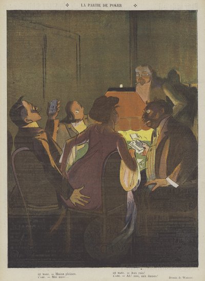 O jogo de pôquer (lito colorido) de Lucien Henri Weiluc