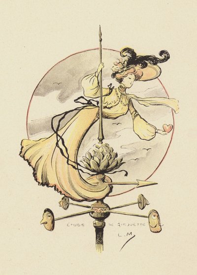 Estudo de um cata-vento (cor litho) de Lucien Metivet