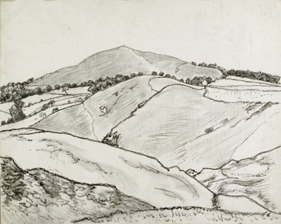 Cefn Bryn, 1933 (giz preto e tinta a óleo sobre tela colocada a bordo) de Lucien Pissarro