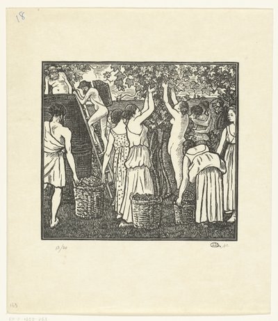De wijnoogst
Daphnis e Chloe, A Colheita
Daphnis e Chloe (título da série) de Lucien Pissarro