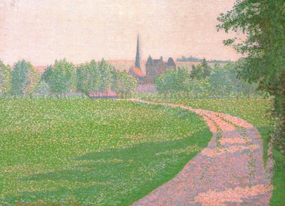 A igreja de Eragny de Lucien Pissarro