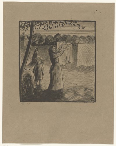 Pendurar a roupa suja de Lucien Pissarro