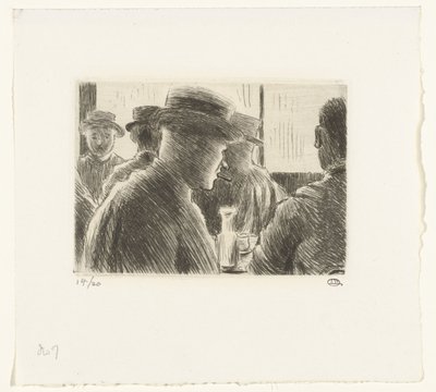 Homens em um café de Lucien Pissarro