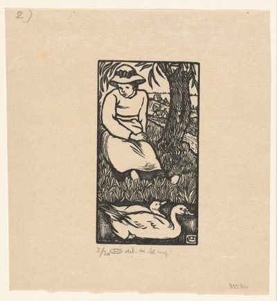 Menina e dois patos La Fille au Canards de Lucien Pissarro