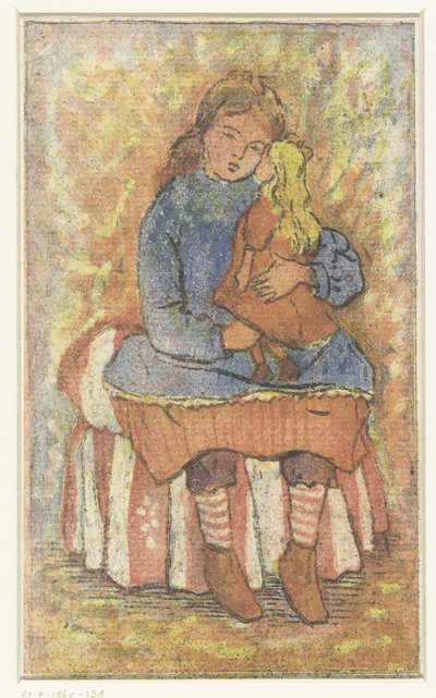 menina com boneca de Lucien Pissarro