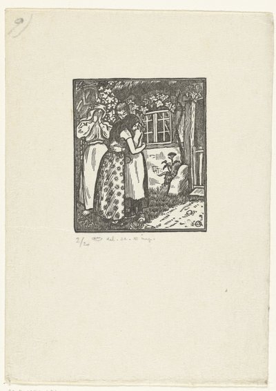 Ruth e Naomi abraçam-se de Lucien Pissarro