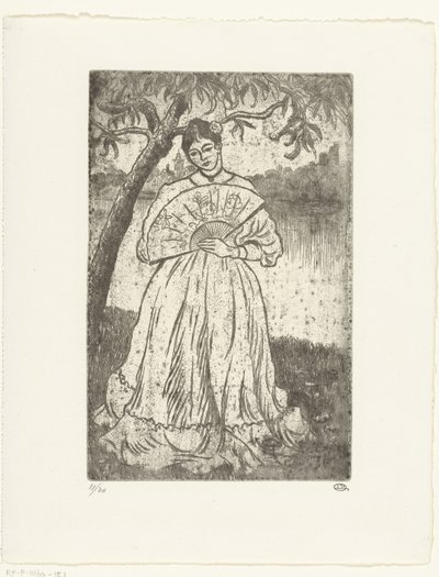 Mulher com ventilador de Lucien Pissarro