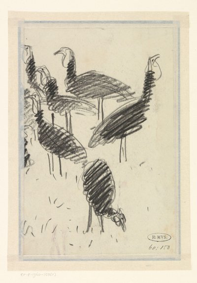 Seis pássaros de Lucien Pissarro
