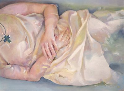 Mãos cruzadas, 2004 (óleo sobre tábua) de Lucinda Arundell