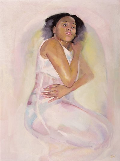 Rapariga a pensar, 2004 (óleo sobre tela) de Lucinda Arundell
