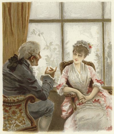 Ilustração para a escola para o escândalo (chromolitho) de Lucius Rossi
