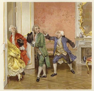 Ilustração para a escola para o escândalo (chromolitho) de Lucius Rossi