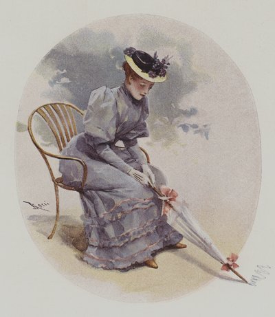 Mulher sentada com um guarda-chuva de Lucius Rossi