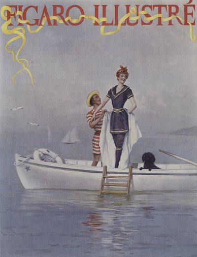 Uma Água Cheia no Mar. Capa do Ilustre Figaro, agosto de 1894 de Lucius Rossi