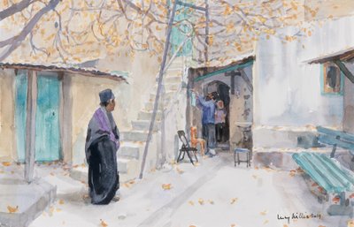 Etíopes na Igreja do Santo Sepulcro, Jerusalém, 2019 (w - c no papel) de Lucy Willis