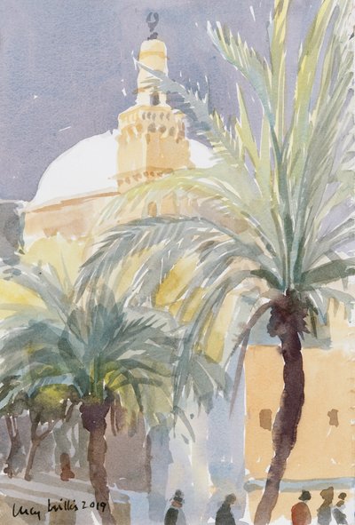 Old City Palms II, Jerusalém, 2019 (w - c no papel) de Lucy Willis