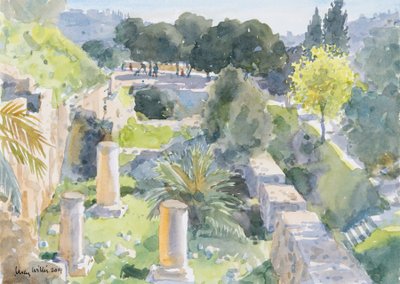 Roman Columns, Old Jerusalem, 2019 (w - c no papel) de Lucy Willis