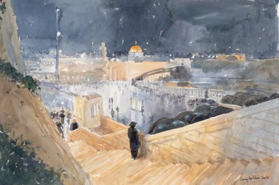 The Western Wall, Night, Jerusalem, 2019 (w - c no papel) de Lucy Willis
