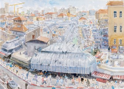 Vista da varanda, Mahane Yehuda, Jerusalém, 2019 (w - c no papel) de Lucy Willis