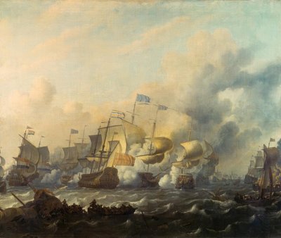 Uma batalha naval entre holandeses e ingleses de Ludolf Backhuysen