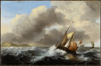 Embarcações de Pesca no Mar em um Mar Pesado, 1864 de Ludolf Backhuysen