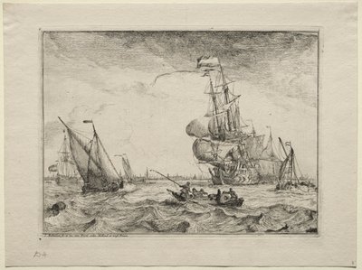 Navios a vela cheia, 1701. de Ludolf Backhuysen