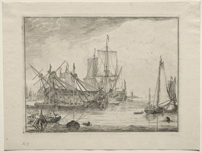 Navios em reparo, 1701. de Ludolf Backhuysen