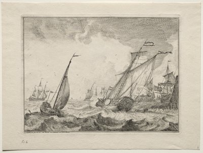 Navios em um vendaval de Ludolf Backhuysen