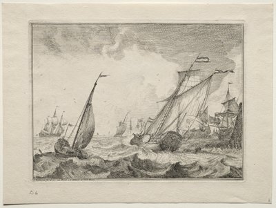 Navios em um vendaval, 1701. de Ludolf Backhuysen