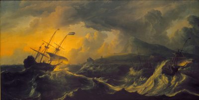 Tempestade em uma costa montanhosa de Ludolf Backhuysen