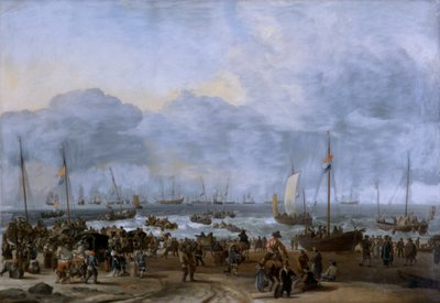 "Aterragem de Guilherme de Orange em Scheveningen", século XVII de Ludolf Backhuysen I