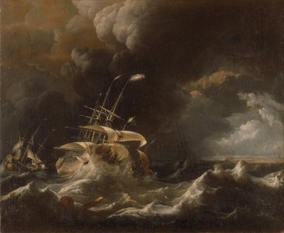 Mercador holandês - Navios numa tempestade de Ludolf Bakhuizen