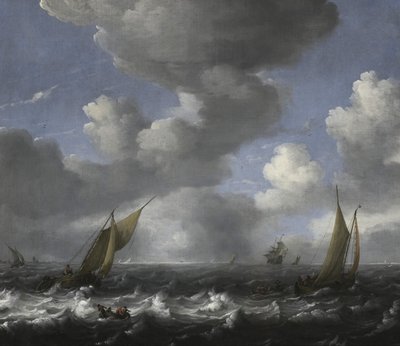 Paisagem marítima e barcos de pesca de Ludolf Bakhuizen